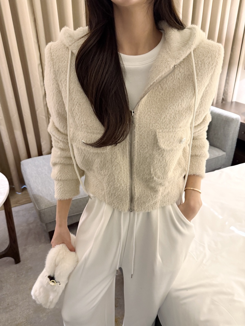 CLOTH東大門㊣實拍女士新款人氣25秋冬職業真品夾克泰迪熊連帽CLOTH夾克