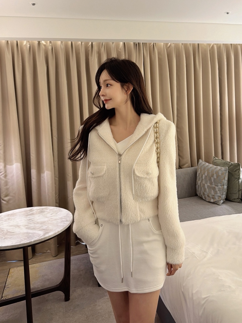 CLOTH東大門㊣實拍女士新款人氣25秋冬職業真品夾克泰迪熊連帽CLOTH夾克