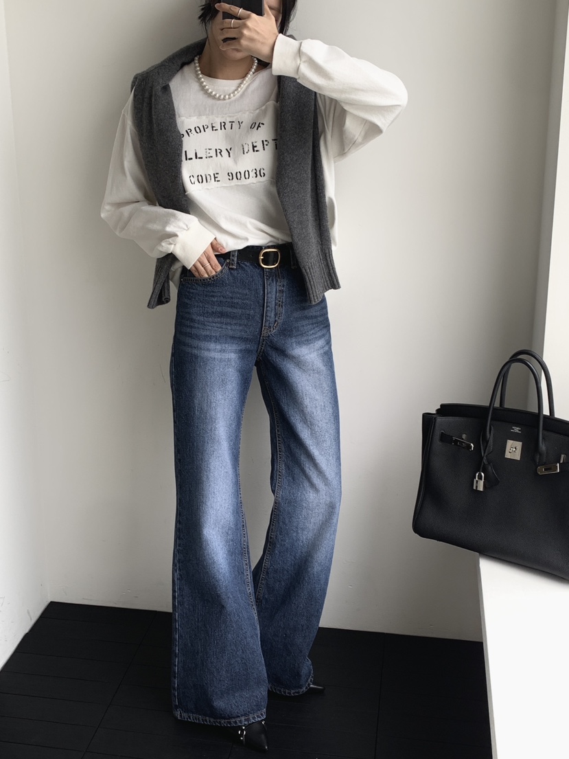 DAVICHI東大門㊣代購女裝新款職業時尚25秋冬牛仔褲含隨機腰帶DAVICHI牛仔褲