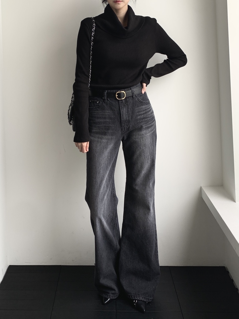 DAVICHI東大門㊣代購女裝新款職業時尚25秋冬牛仔褲含隨機腰帶DAVICHI牛仔褲