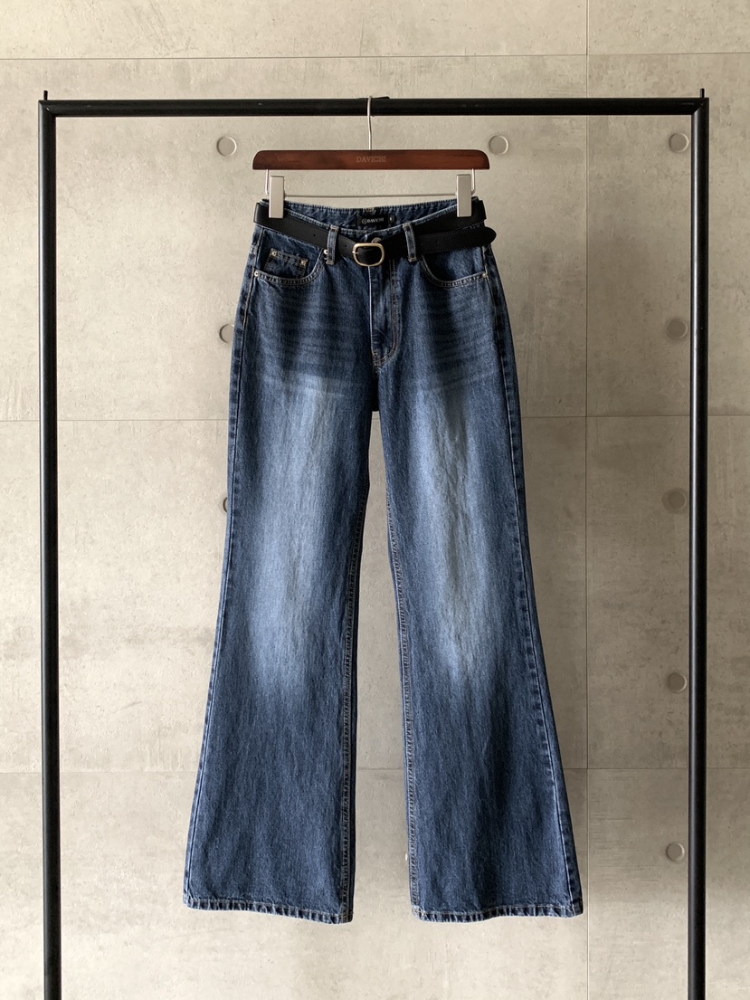 DAVICHI東大門㊣代購女裝新款職業時尚25秋冬牛仔褲含隨機腰帶DAVICHI牛仔褲圖色1