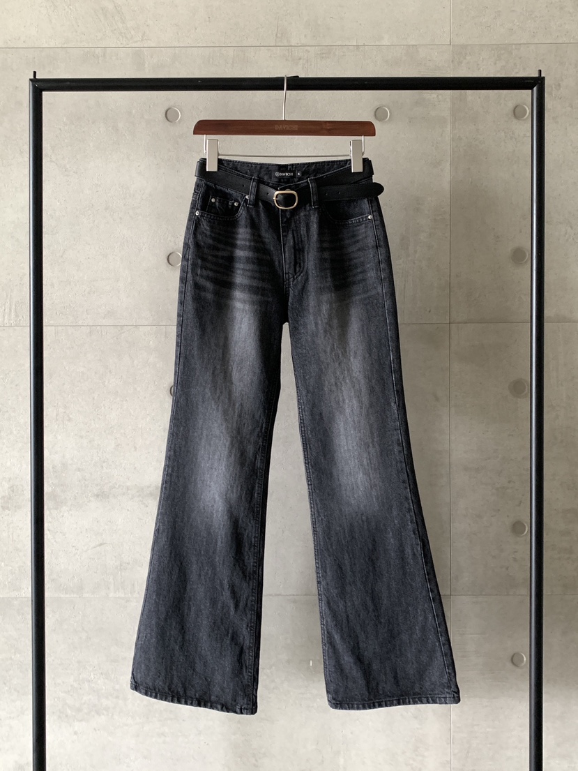 DAVICHI東大門㊣代購女裝新款職業時尚25秋冬牛仔褲含隨機腰帶DAVICHI牛仔褲圖色2