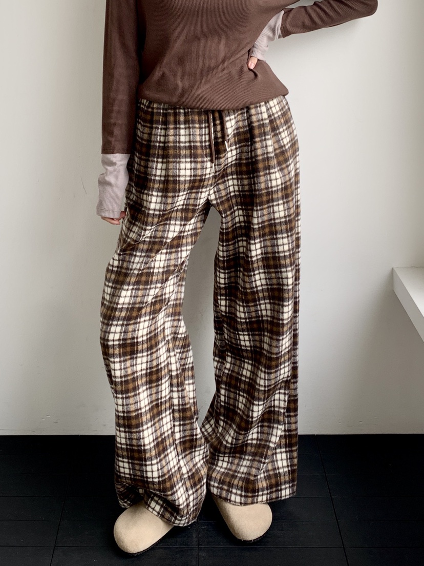 DAVICHI韓國代購㊣女士新款推薦人氣真品熱賣休閑休閑褲格子DAVICHI休閑褲