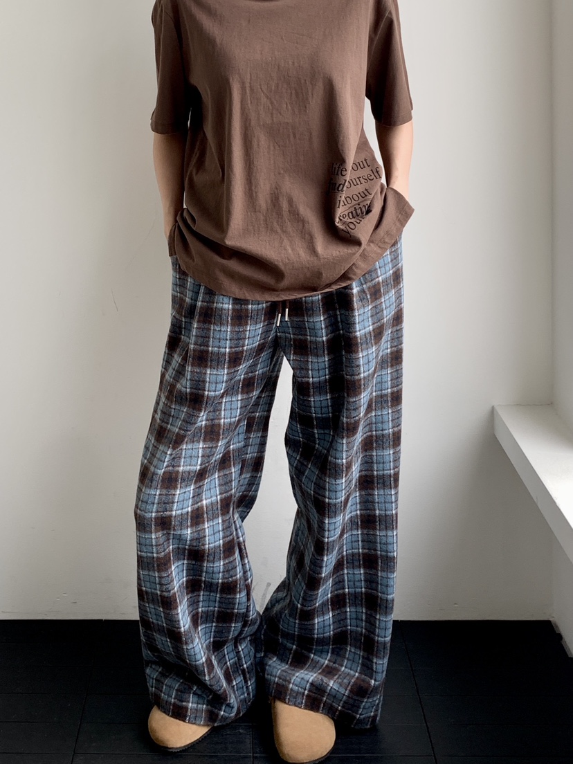 DAVICHI韓國代購㊣女士新款推薦人氣真品熱賣休閑休閑褲格子DAVICHI休閑褲