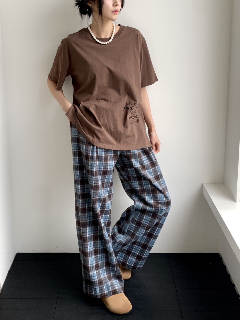 DAVICHI韓國代購㊣女士新款推薦人氣真品熱賣休閑休閑褲格子DAVICHI休閑褲