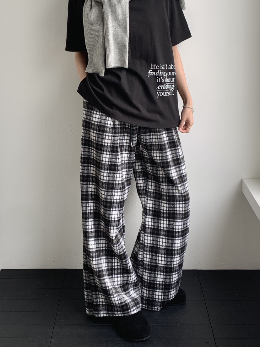 DAVICHI韓國代購㊣女士新款推薦人氣真品熱賣休閑休閑褲格子DAVICHI休閑褲