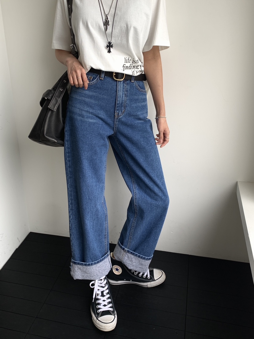 DAVICHI東大門㊣直郵女士新款25秋冬職業休閑牛仔褲含隨機腰帶DAVICHI牛仔褲