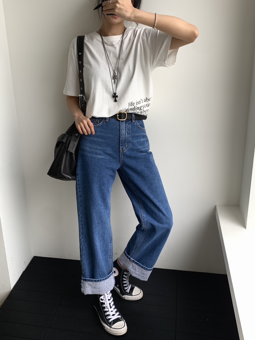 DAVICHI東大門㊣直郵女士新款25秋冬職業休閑牛仔褲含隨機腰帶DAVICHI牛仔褲