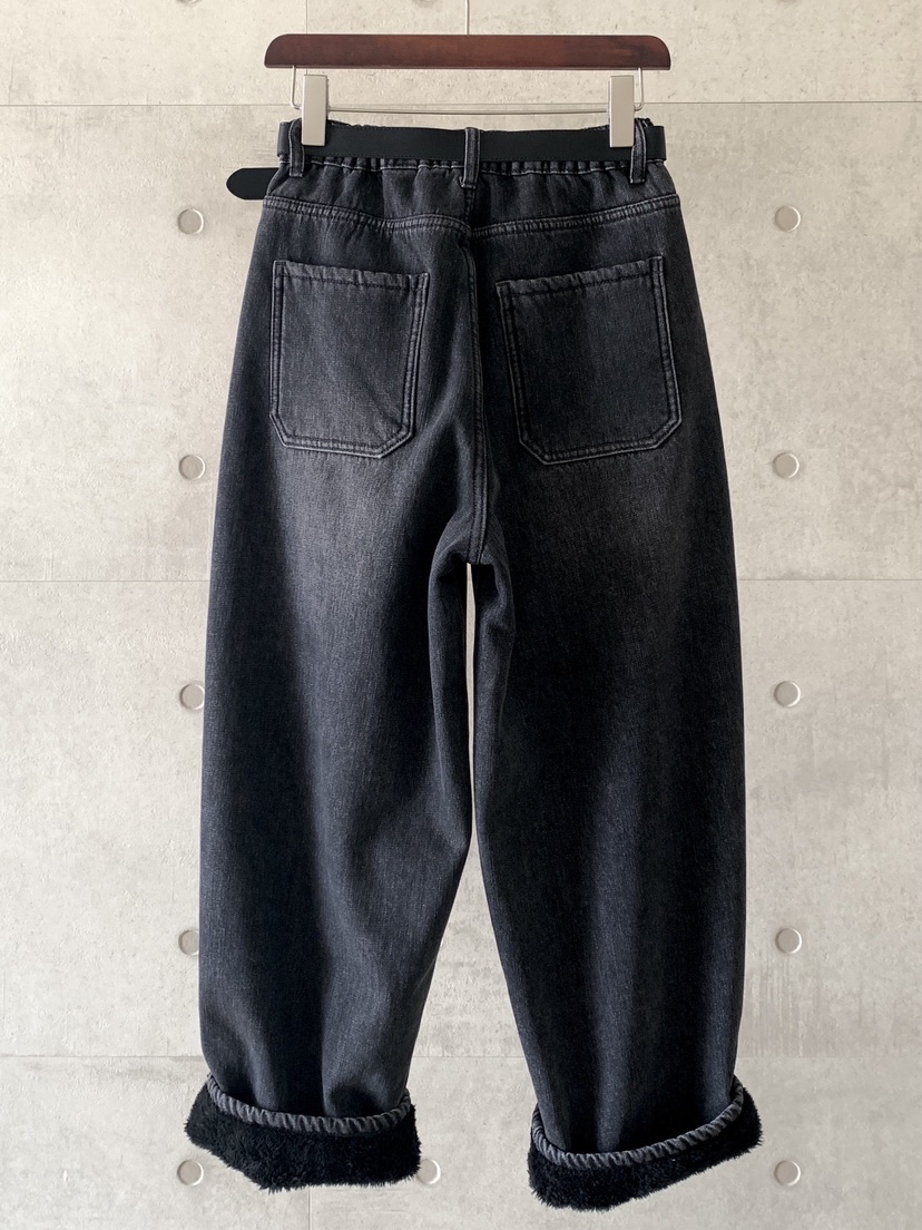 DAVICHI東大門㊣代購女裝新款人氣時尚牛仔褲含隨機腰帶加絨DAVICHI牛仔褲