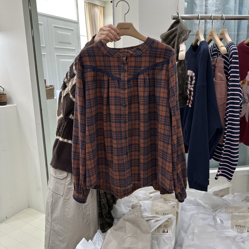 OURMOMENT東大門㊣直郵女士新款真品熱賣25秋冬休閑襯衫蕾絲衫OURMOMENT襯衫/蕾絲衫圖色1