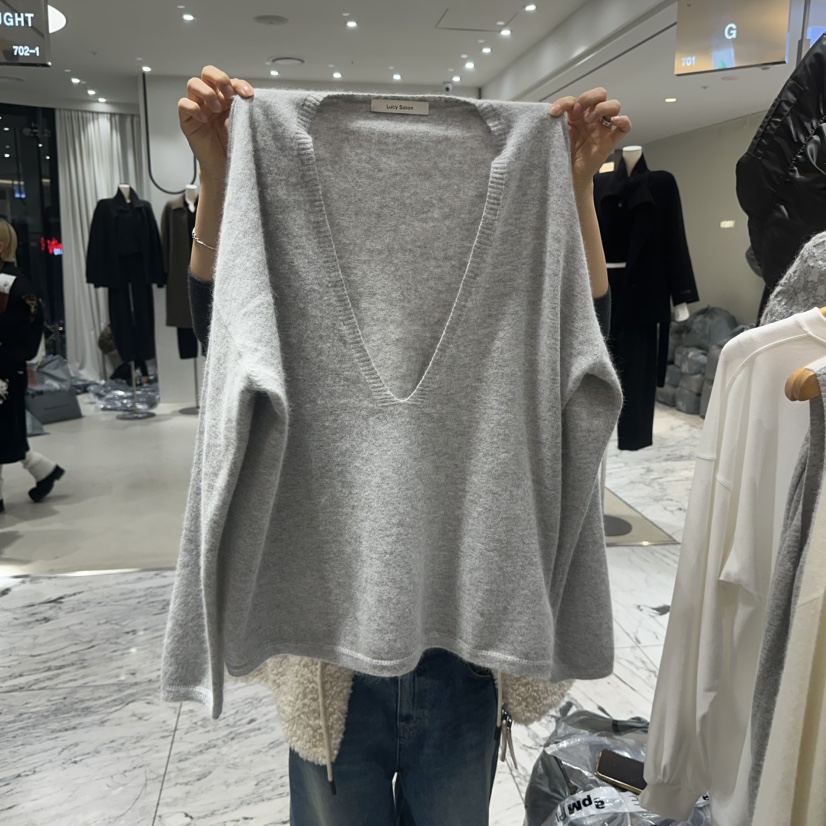 LUCY SALON東大門㊣代購女裝新品休閑時尚針織衫莫代爾V領LUCY SALON針織衫圖色2