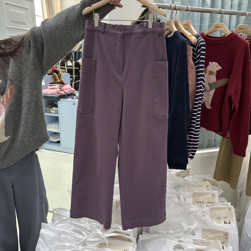 OURMOMENT韓國代購㊣女士新品25秋冬休閑職業時尚休閑褲拉絨OURMOMENT休閑褲圖色1