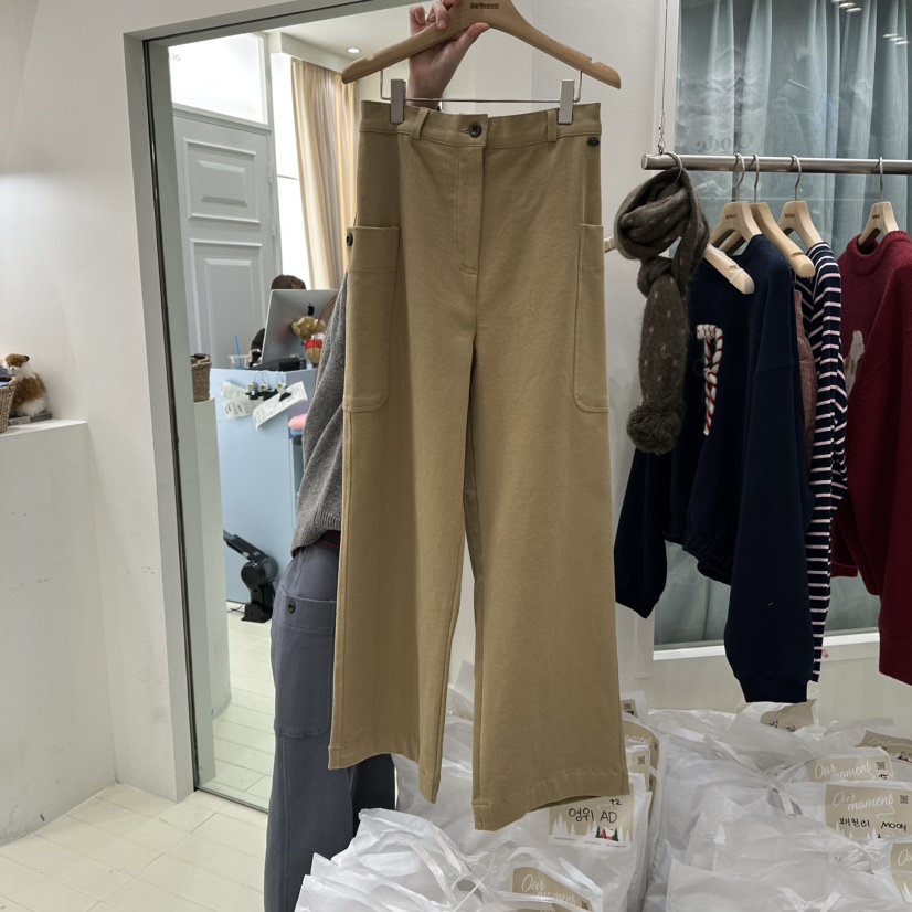 OURMOMENT韓國代購㊣女士新品25秋冬休閑職業時尚休閑褲拉絨OURMOMENT休閑褲圖色2