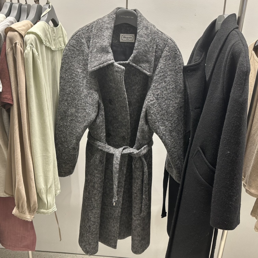 TARABY MOTION韓國直郵㊣女裝新款25秋冬中長款大衣含腰帶超長TARABY MOTION中長款大衣圖色1