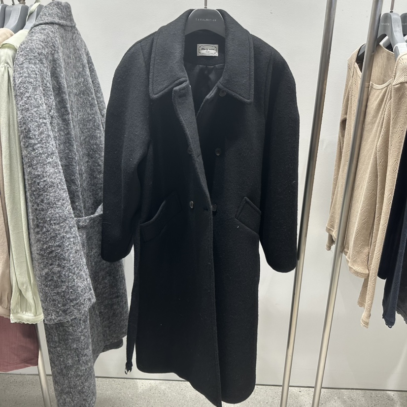 TARABY MOTION韓國直郵㊣女裝新款25秋冬中長款大衣含腰帶超長TARABY MOTION中長款大衣圖色2