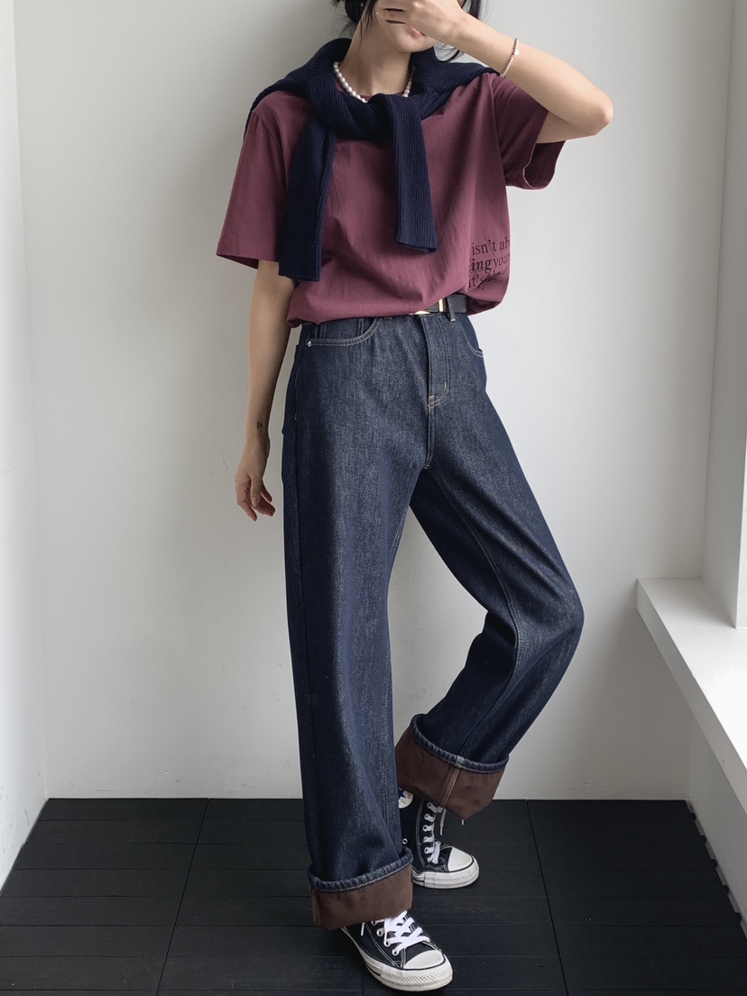 DAVICHI東大門㊣代購女裝新款熱賣職業休閑牛仔褲含隨機腰帶DAVICHI牛仔褲