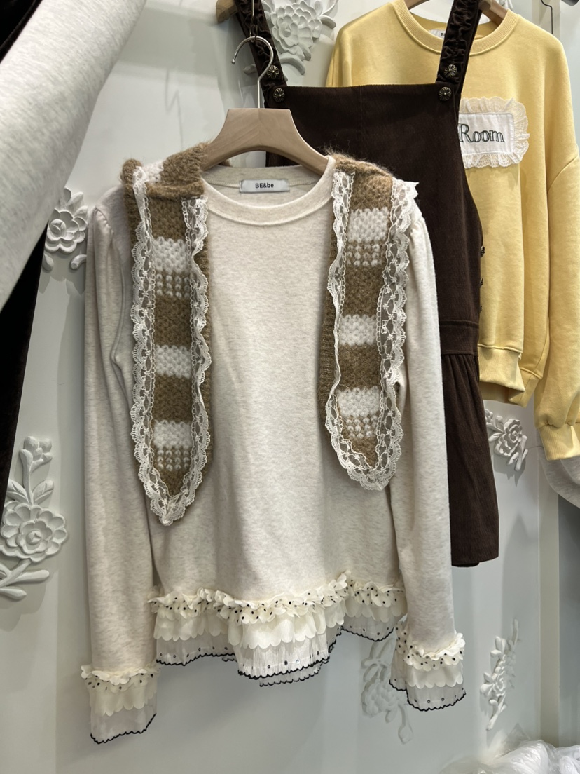 BE&amp;BE韓國代購㊣女裝新款推薦人氣休閑25秋冬熱賣長袖T恤BE&be長袖T恤