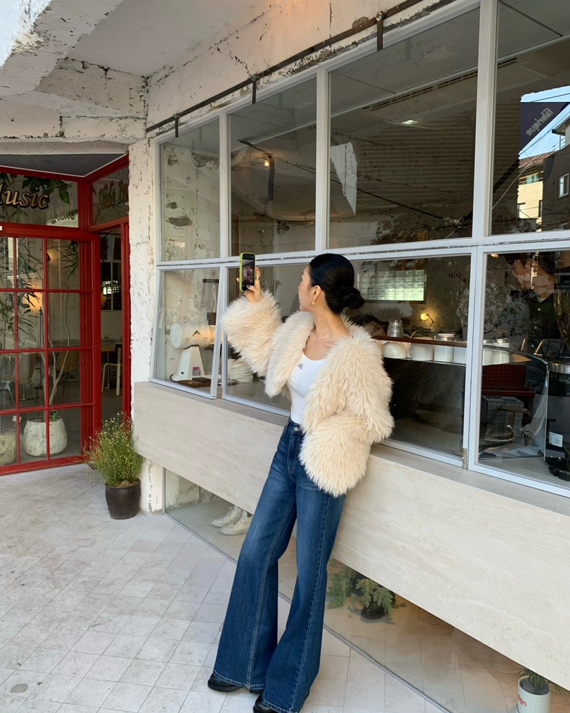 REVE CITE-L東大門㊣代購女士新款推薦休閑時尚熱賣夾克毛皮REVE CITE夾克