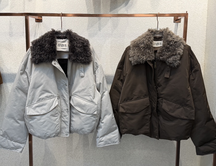 SYMBOL韓國代購㊣女士新品時尚25秋冬人氣休閑短款羽絨服皮草SYMBOL短款羽絨服