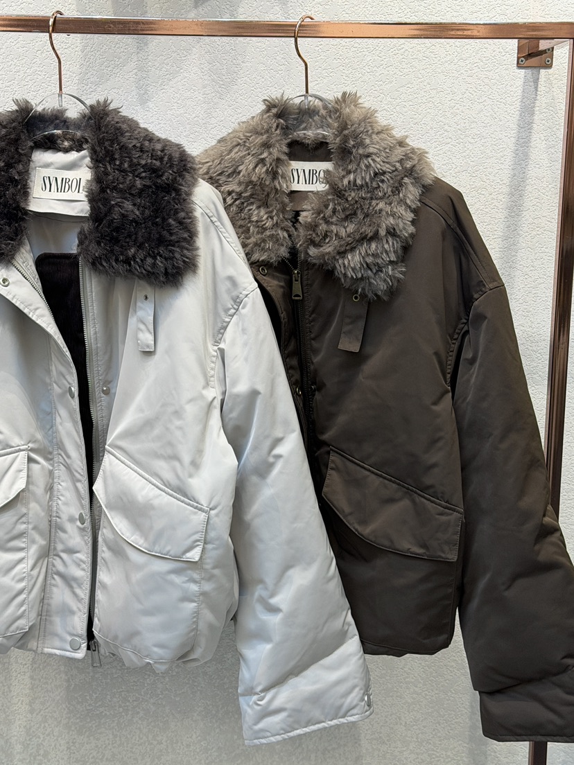 SYMBOL韓國代購㊣女士新品時尚25秋冬人氣休閑短款羽絨服皮草SYMBOL短款羽絨服