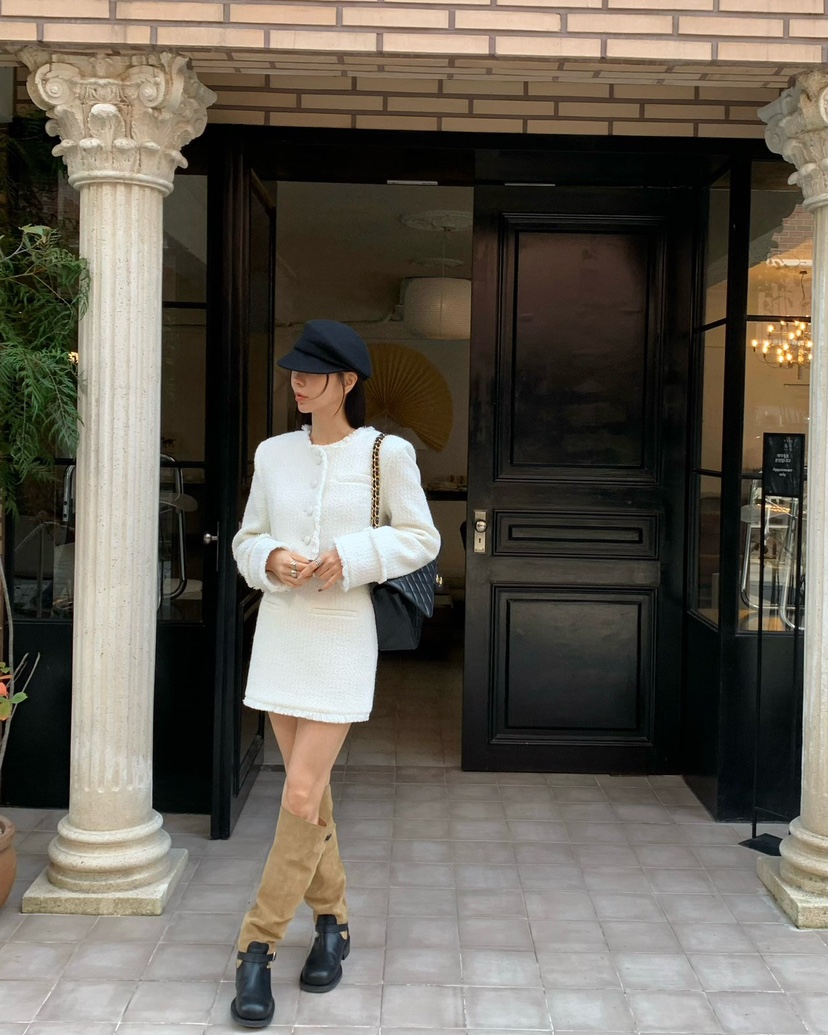 REVE CITE-L東大門㊣代購女士新款職業休閑時尚短裙粗花呢REVE CITE短裙