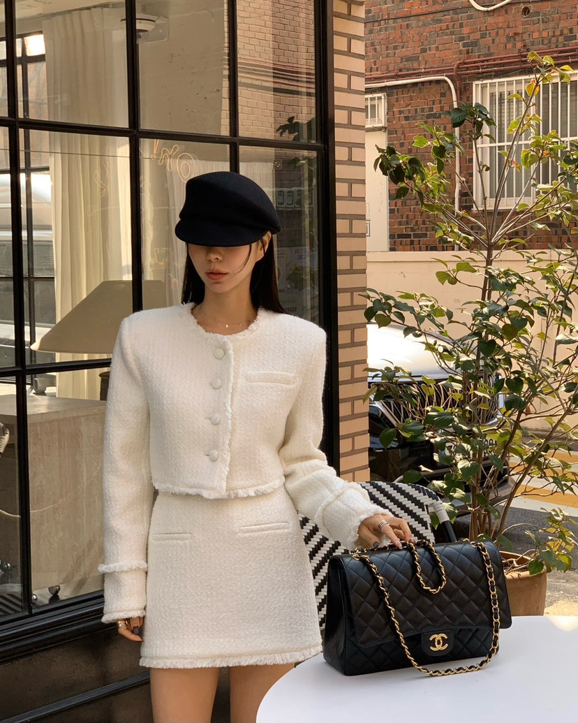 REVE CITE-L韓國代購㊣女士新品職業推薦時尚25秋冬夾克粗花呢REVE CITE夾克