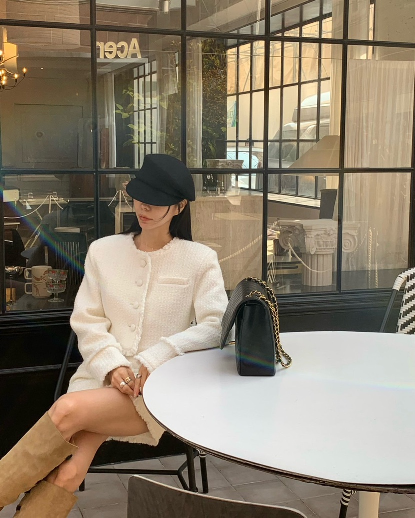 REVE CITE-L韓國代購㊣女士新品職業推薦時尚25秋冬夾克粗花呢REVE CITE夾克