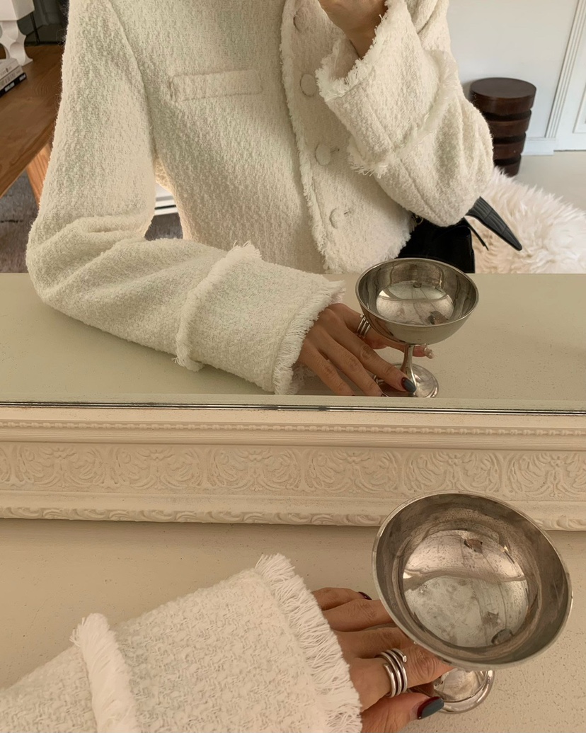 REVE CITE-L韓國代購㊣女士新品職業推薦時尚25秋冬夾克粗花呢REVE CITE夾克