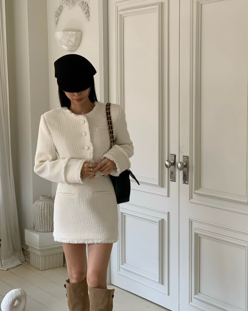 REVE CITE-L韓國代購㊣女士新品職業推薦時尚25秋冬夾克粗花呢REVE CITE夾克