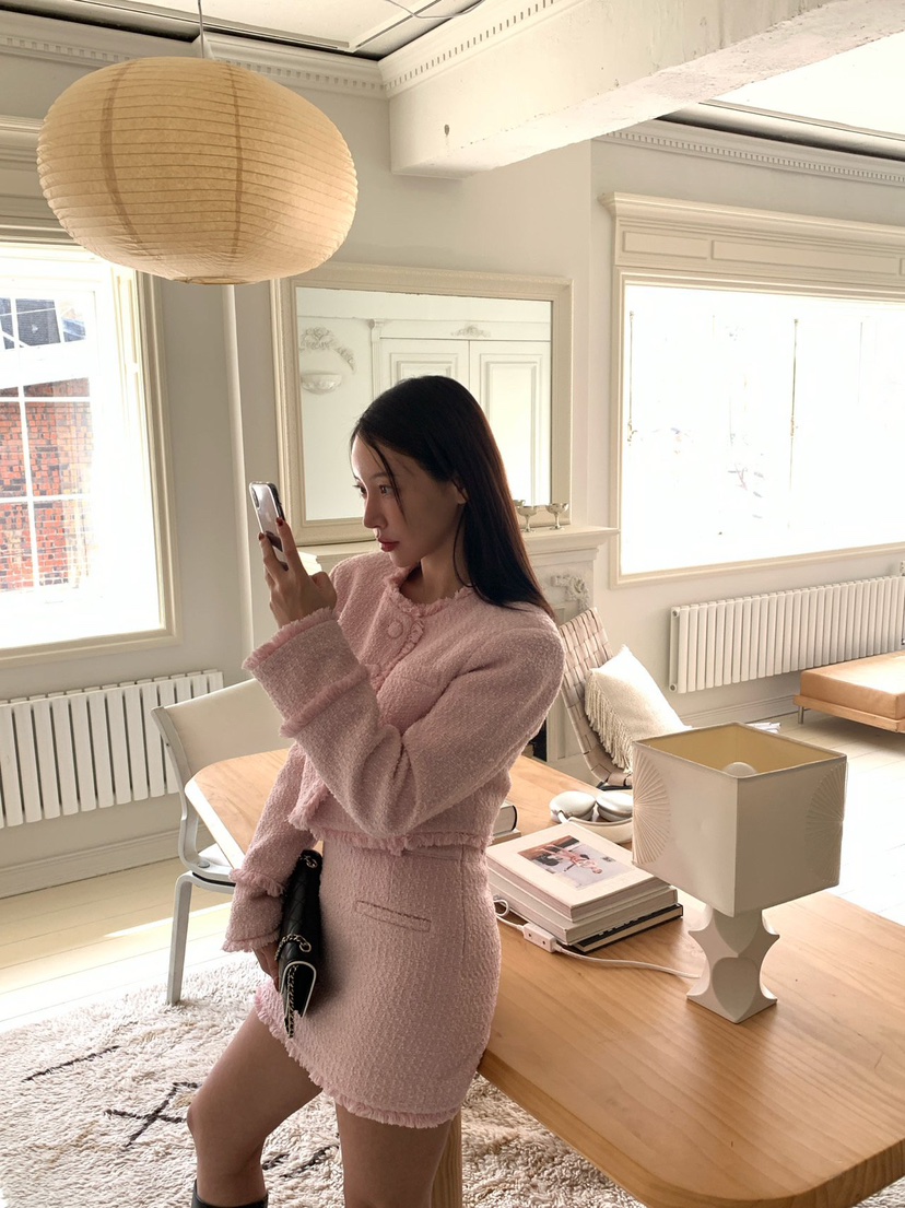 REVE CITE-L韓國代購㊣女士新品職業推薦時尚25秋冬夾克粗花呢REVE CITE夾克