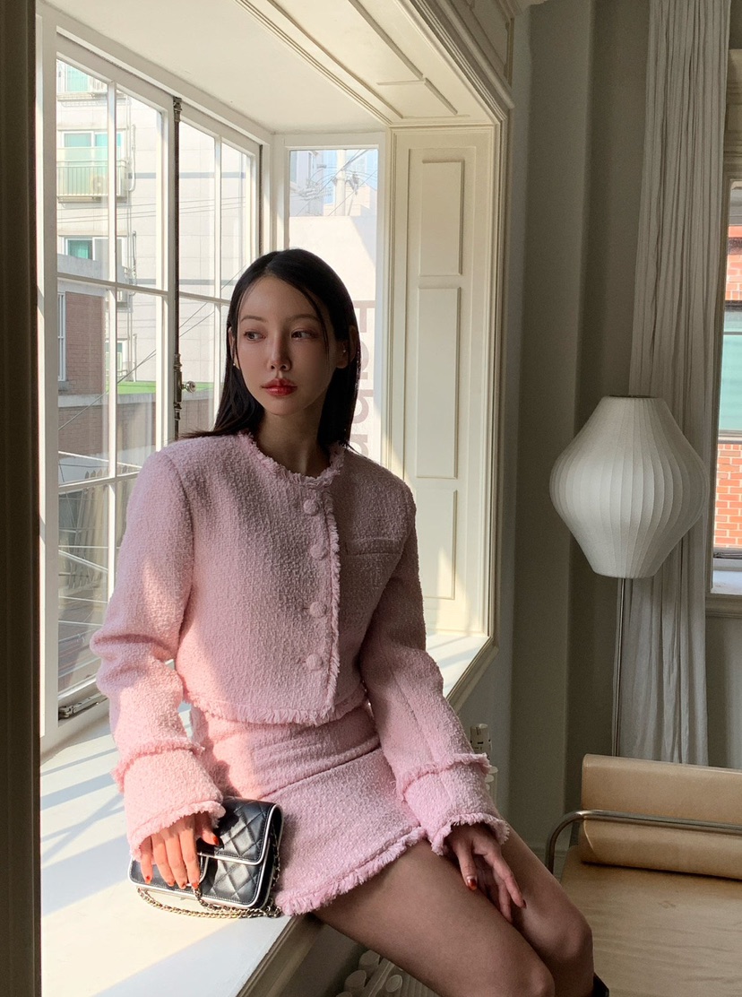 REVE CITE-L韓國代購㊣女士新品職業推薦時尚25秋冬夾克粗花呢REVE CITE夾克