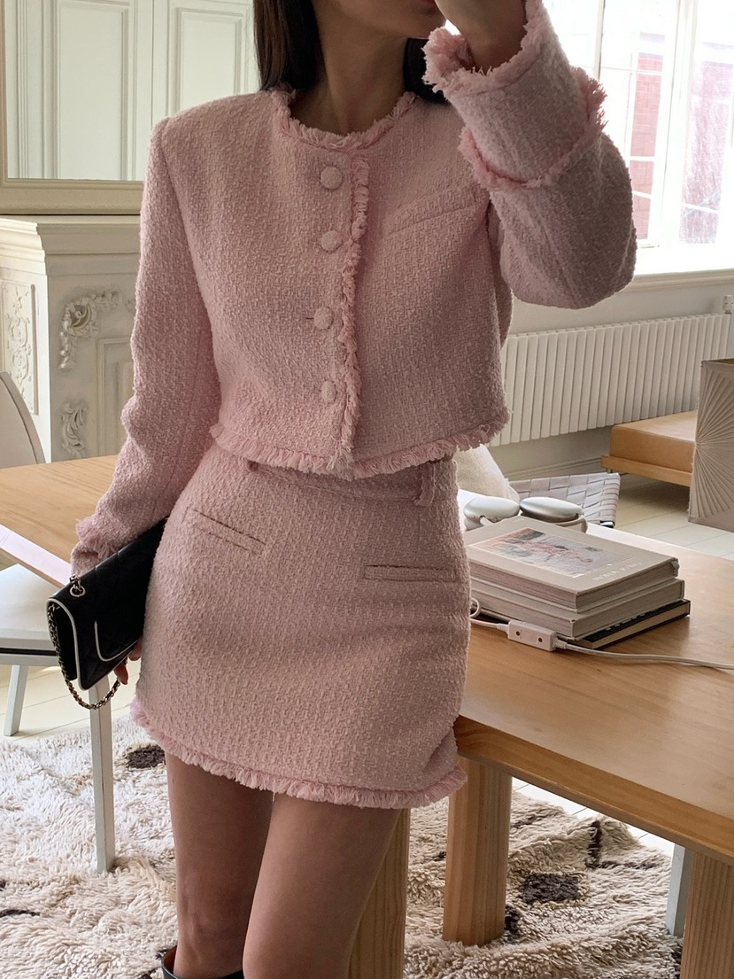 REVE CITE-L韓國代購㊣女士新品職業推薦時尚25秋冬夾克粗花呢REVE CITE夾克