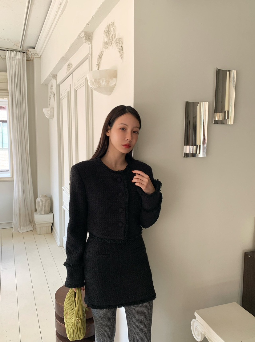 REVE CITE-L韓國代購㊣女士新品職業推薦時尚25秋冬夾克粗花呢REVE CITE夾克