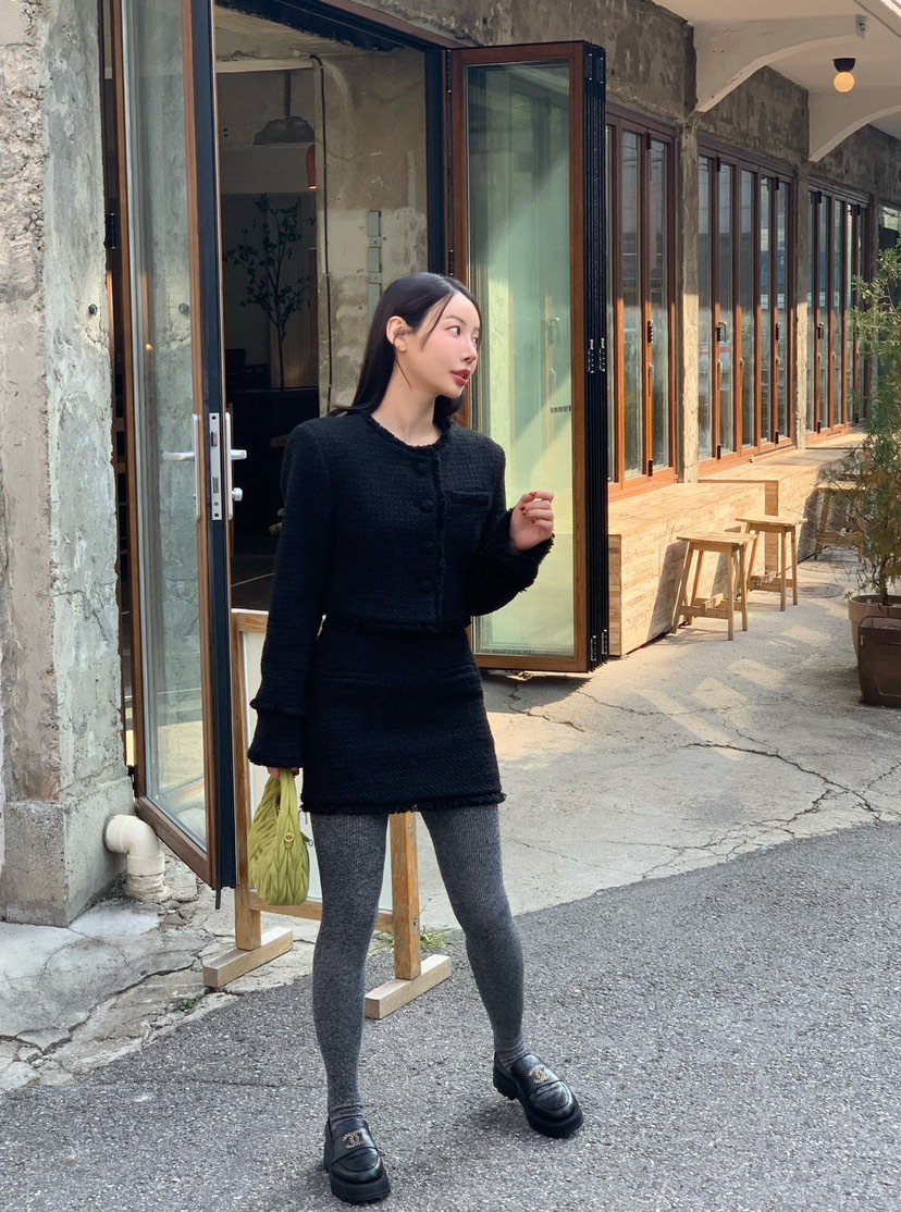 REVE CITE-L韓國代購㊣女士新品職業推薦時尚25秋冬夾克粗花呢REVE CITE夾克