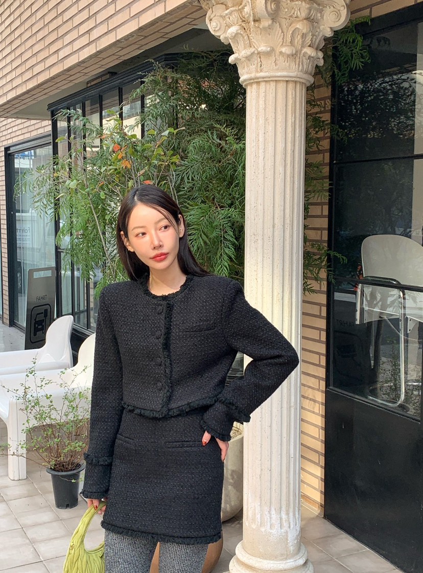 REVE CITE-L韓國代購㊣女士新品職業推薦時尚25秋冬夾克粗花呢REVE CITE夾克