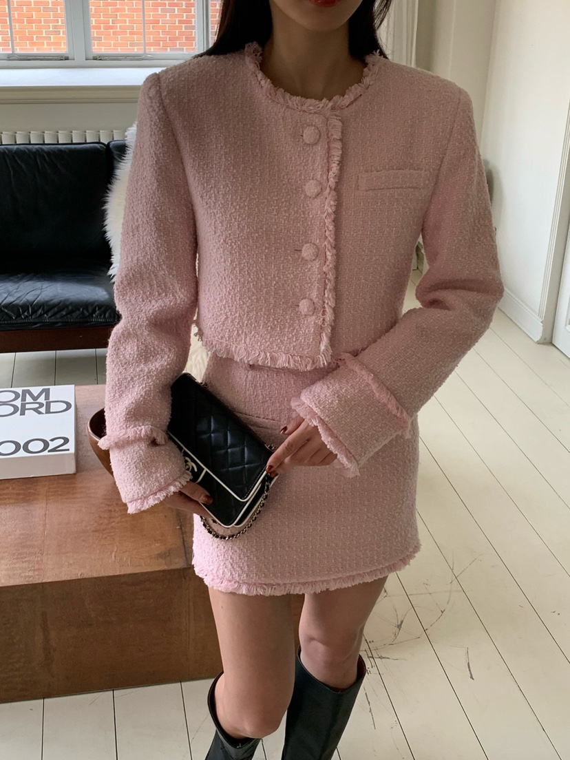 REVE CITE-L韓國代購㊣女士新品職業推薦時尚25秋冬夾克粗花呢REVE CITE夾克圖色2