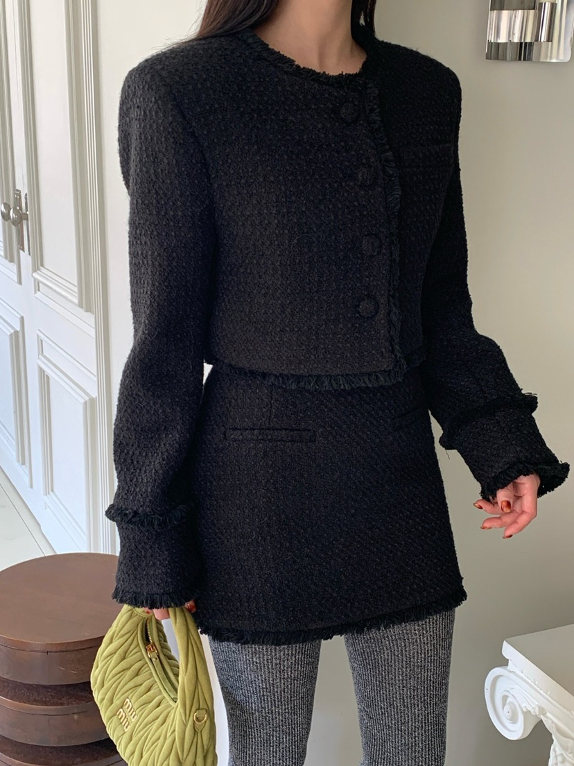 REVE CITE-L韓國代購㊣女士新品職業推薦時尚25秋冬夾克粗花呢REVE CITE夾克圖色3