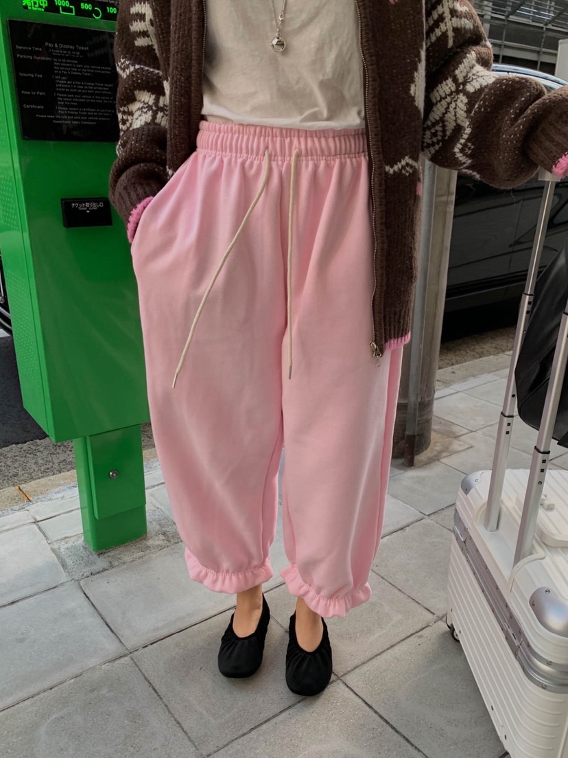 TOLL東大門㊣實拍女士新品人氣25秋冬推薦休閑褲荷葉邊抓絨TOLL休閑褲