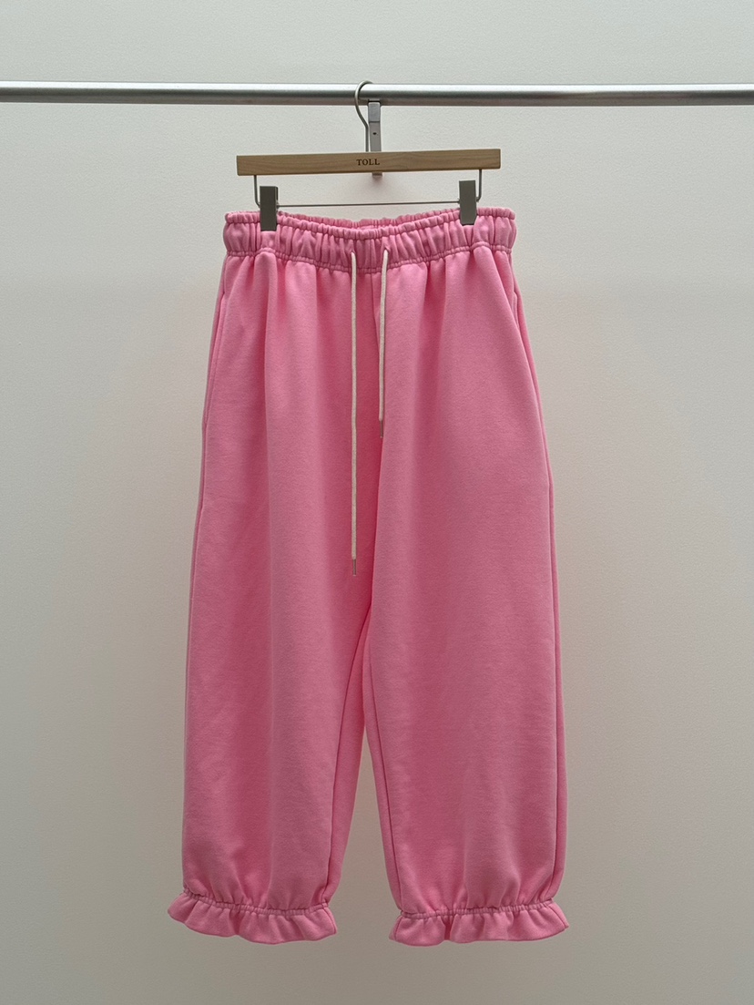 TOLL東大門㊣實拍女士新品人氣25秋冬推薦休閑褲荷葉邊抓絨TOLL休閑褲圖色1