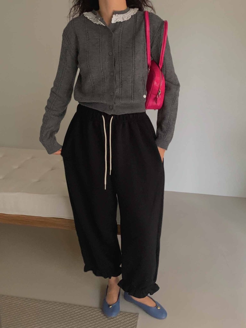 TOLL東大門㊣實拍女士新品人氣25秋冬推薦休閑褲荷葉邊抓絨TOLL休閑褲圖色5