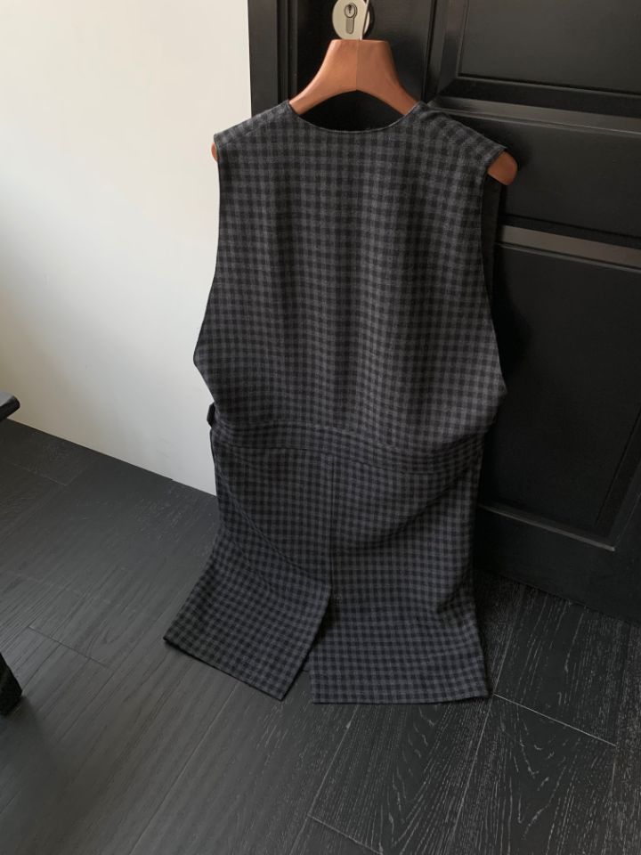 MARE韓國代購㊣女裝新品25秋冬時尚連衣裙不含內搭V領羊毛格紋MARE連衣裙