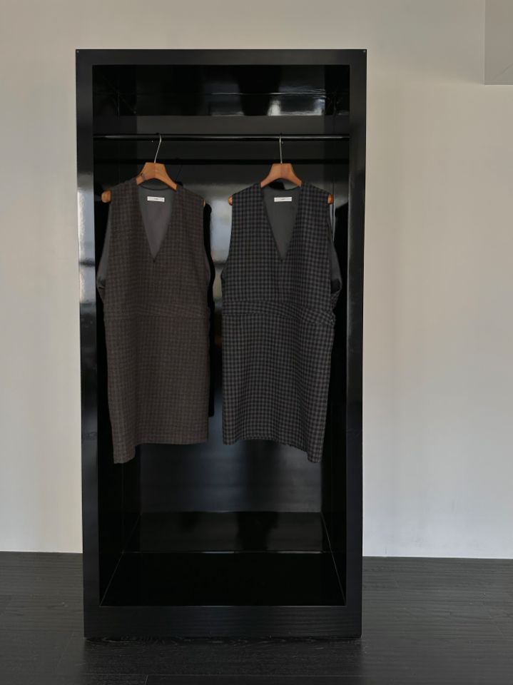 MARE韓國代購㊣女裝新品25秋冬時尚連衣裙不含內搭V領羊毛格紋MARE連衣裙