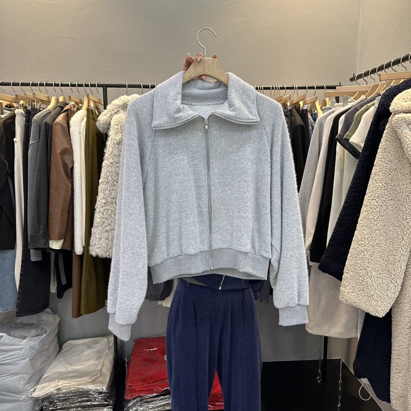 FLAMME TOIT東大門㊣直郵女士新品熱賣時尚職業夾克加絨拉鏈FLAMME TOIT夾克圖色1