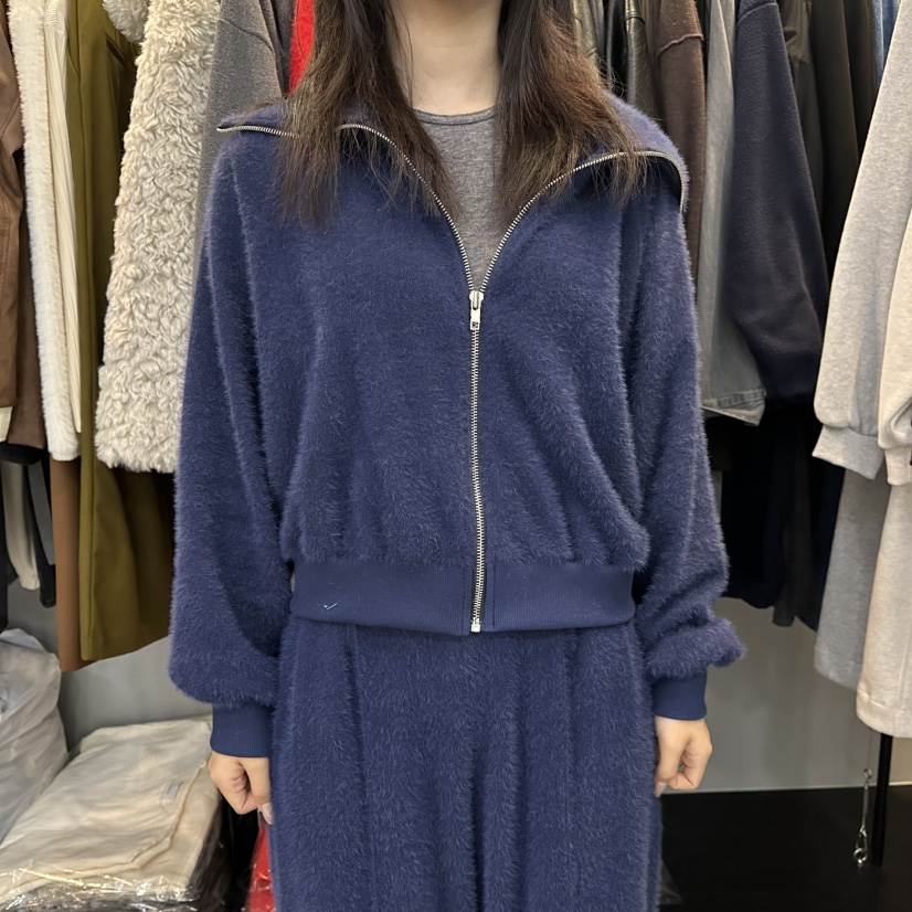 FLAMME TOIT東大門㊣直郵女士新品熱賣時尚職業夾克加絨拉鏈FLAMME TOIT夾克圖色2