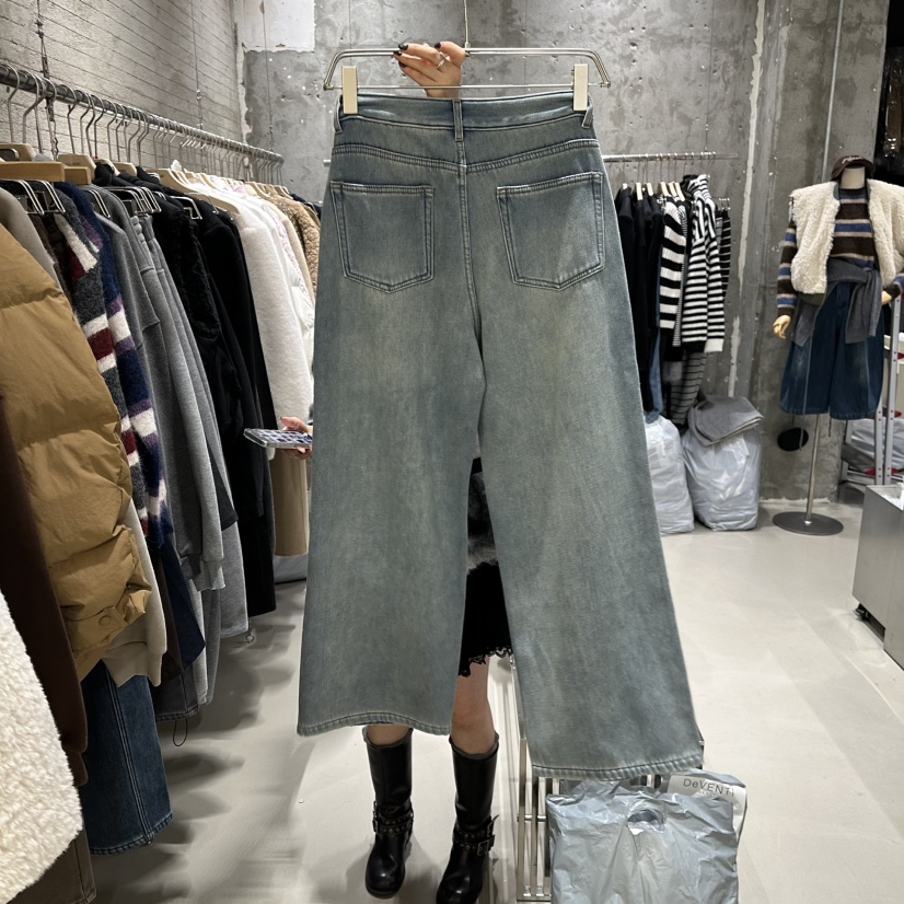 JUNI韓國直郵㊣女士新款職業時尚25秋冬人氣熱賣牛仔褲加絨my juni牛仔褲