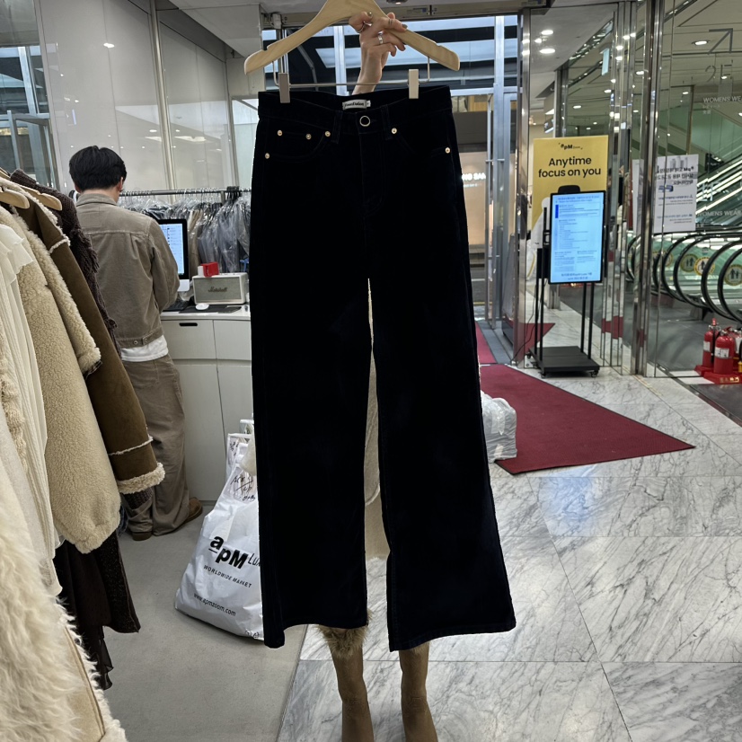 FOUNDATION東大門㊣直郵女裝新款職業25秋冬人氣休閑褲天鵝絨FOUNDATION休閑褲圖色1