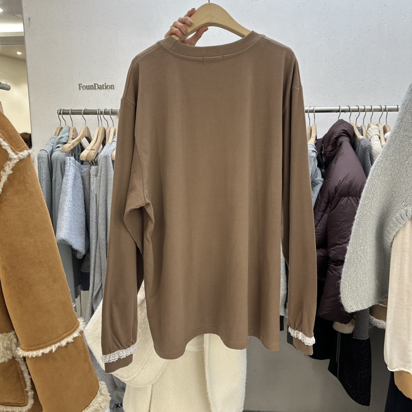 FOUNDATION韓國直郵㊣女士新款熱賣職業時尚休閑人氣長袖T恤FOUNDATION長袖T恤