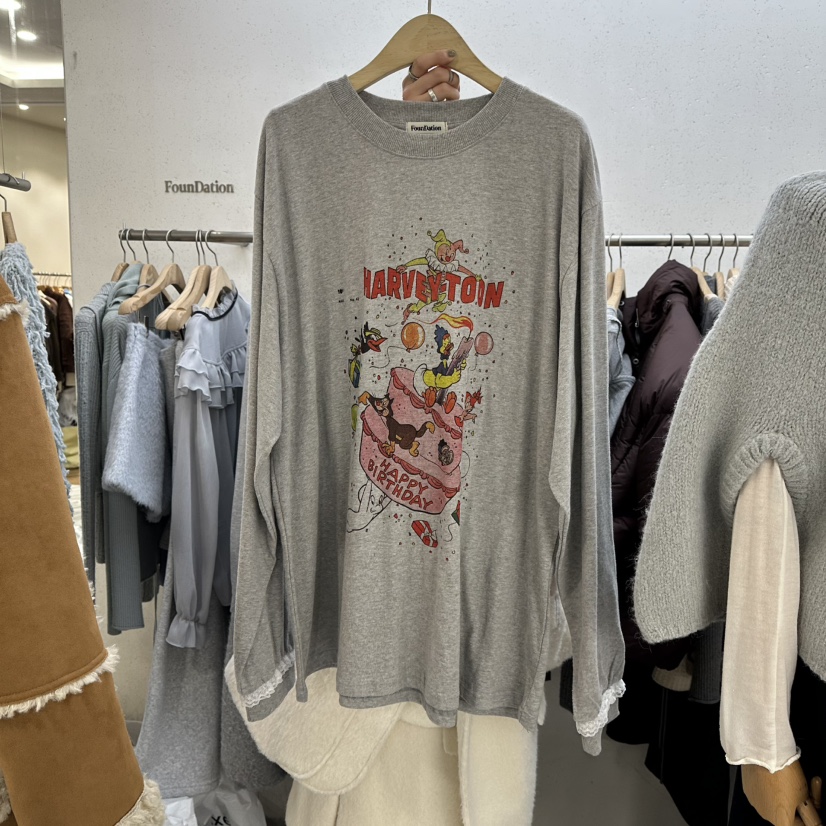 FOUNDATION韓國直郵㊣女士新款熱賣職業時尚休閑人氣長袖T恤FOUNDATION長袖T恤圖色2