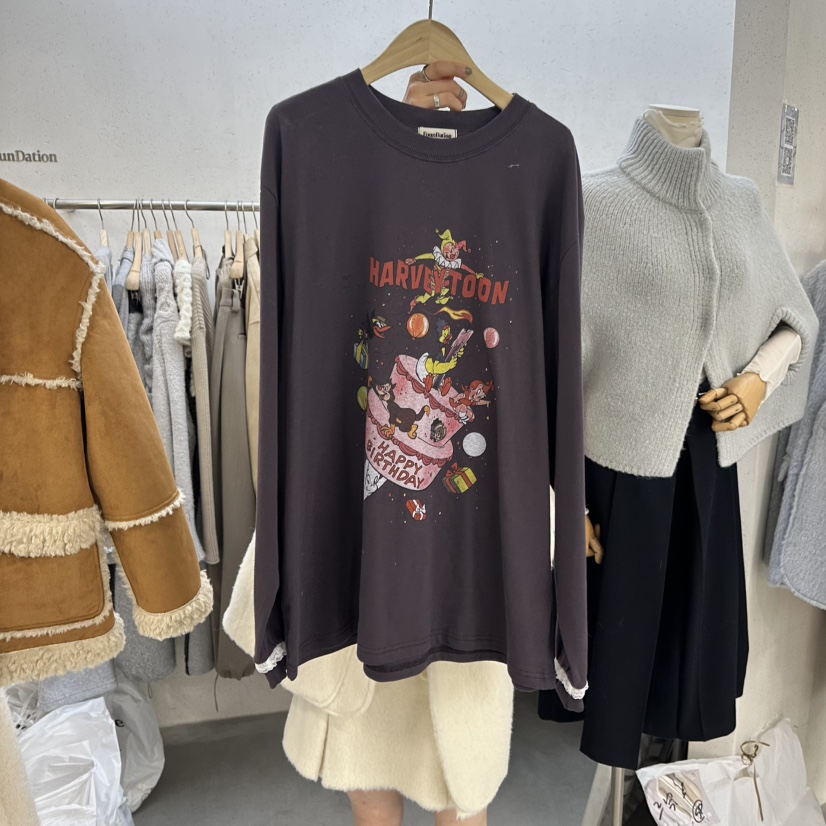 FOUNDATION韓國直郵㊣女士新款熱賣職業時尚休閑人氣長袖T恤FOUNDATION長袖T恤圖色3