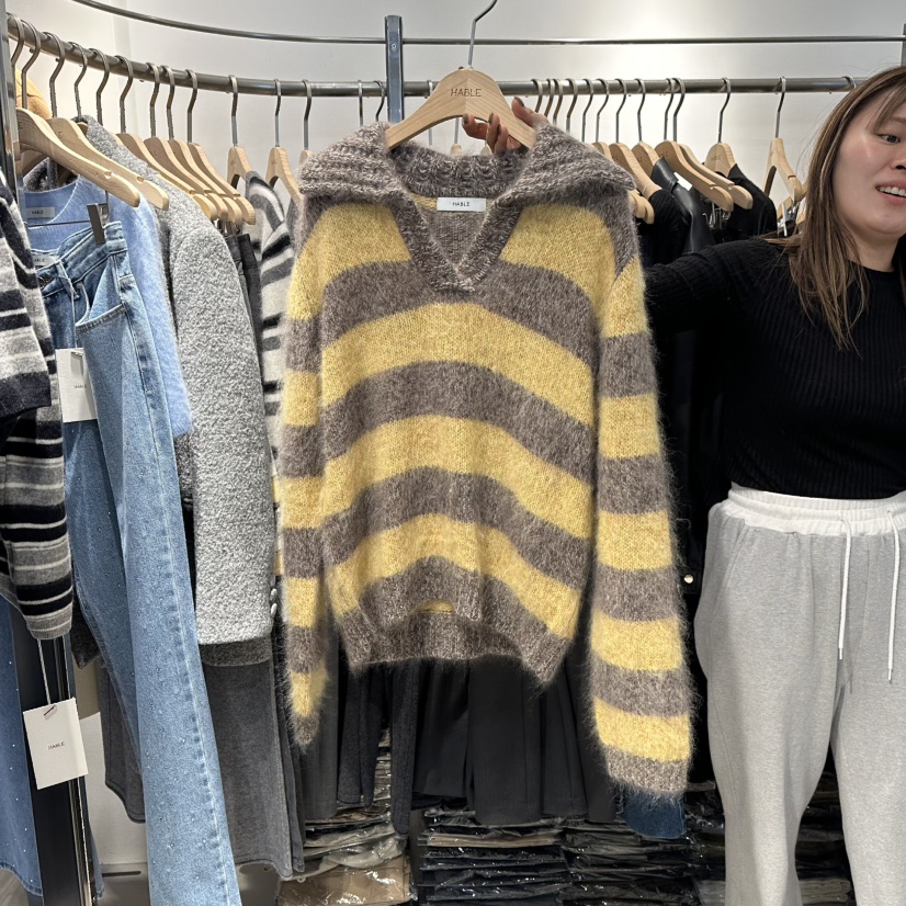 HABLE東大門㊣實拍女裝新品熱賣人氣休閑推薦25秋冬時尚針織衫HABLE針織衫圖色1